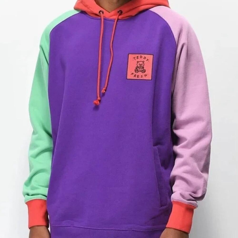 Teddy Fresh Colorblock Heavyweight Men’s Hoodie Sweatshirt Pockets Cotton Medium